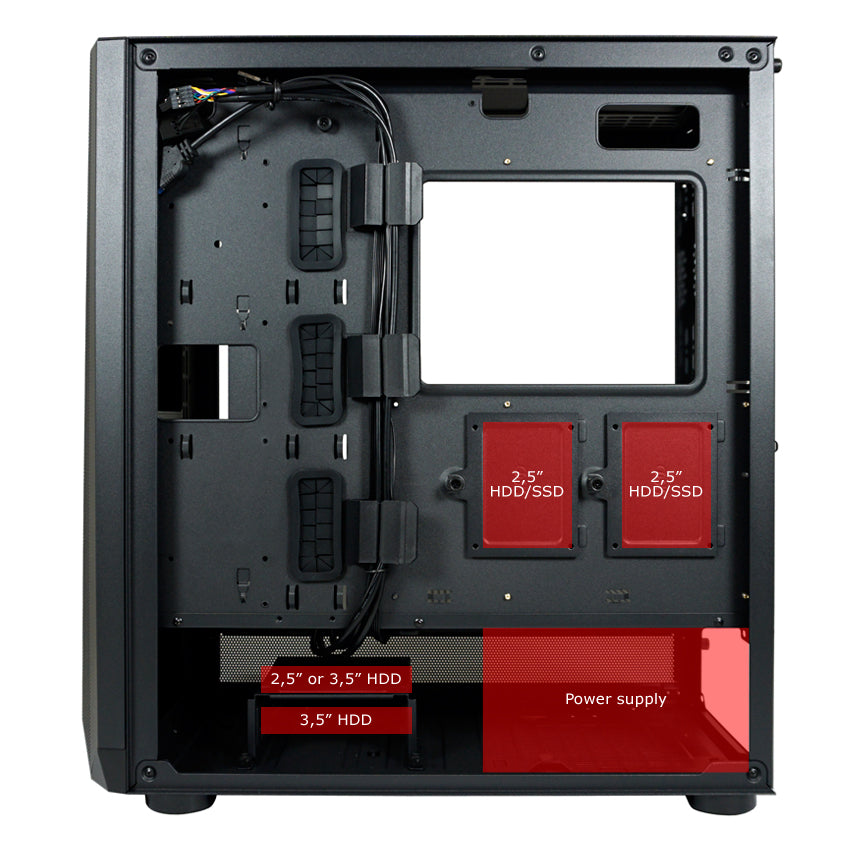 LC-Power LC-900B-ON | Midi-Tower Gaming Case | Without Fans | E-ATX/ATX/mATX/Mini-ITX | 12 Fan Slots | Mesh Front | Black