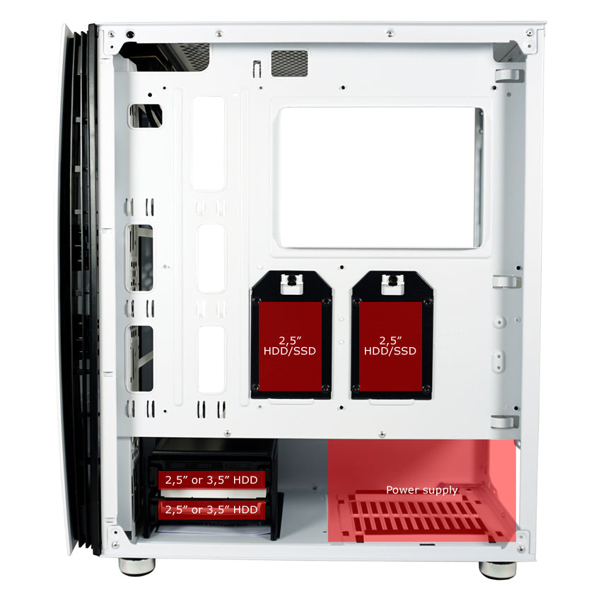 LC-Power LC-713W-ON | Midi-Tower Gaming Case | Tempered Glass Side Panel | USB-C | ATX/mATX/Mini-ITX | White