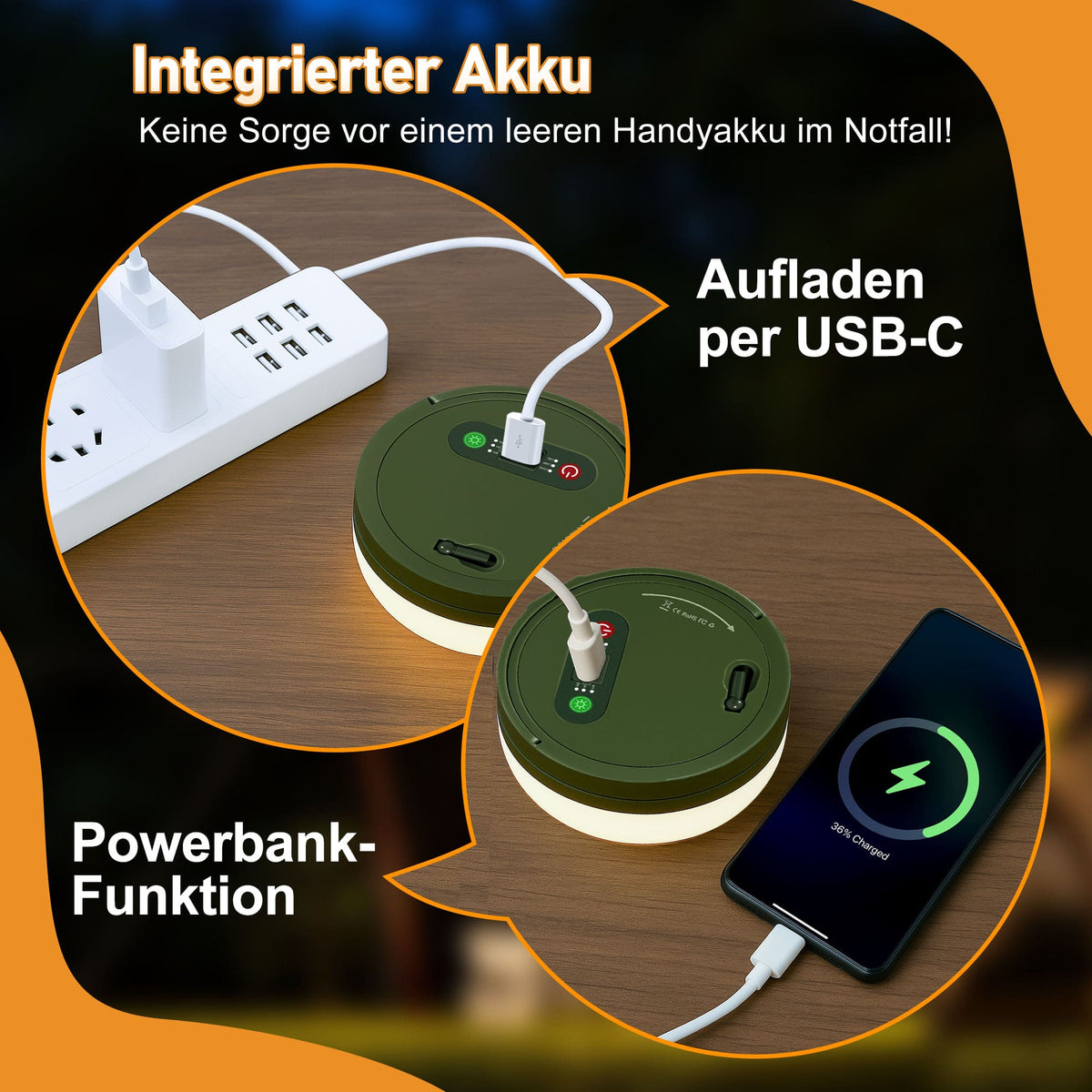 Heipard HP-CL-1 | 3-in-1 Camping Lichterkette | 10 m | 100 LEDs | Powerbank & SOS-Funktion