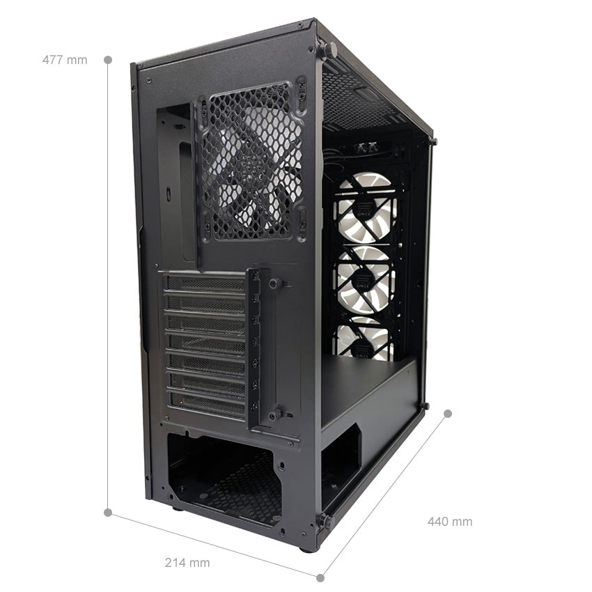 LC-Power LC-709B-ON | Midi-Tower Gaming-Gehäuse | 4x ARGB-Lüfter | Hartglas-Front & Seitenteil | ATX/mATX/Mini-ITX | Schwarz