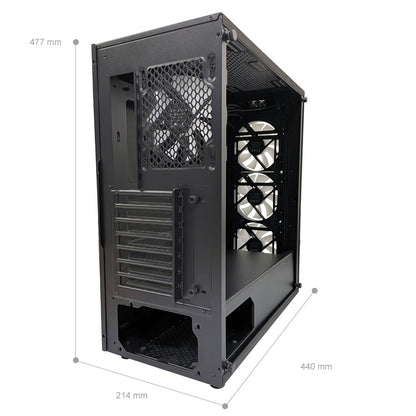 LC-Power LC-709B-ON | Midi-Tower Gaming-Gehäuse | 4x ARGB-Lüfter | Hartglas-Front & Seitenteil | ATX/mATX/Mini-ITX | Schwarz