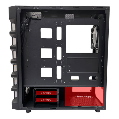 LC-Power LC-709B-ON | Midi-Tower Gaming-Gehäuse | 4x ARGB-Lüfter | Hartglas-Front & Seitenteil | ATX/mATX/Mini-ITX | Schwarz