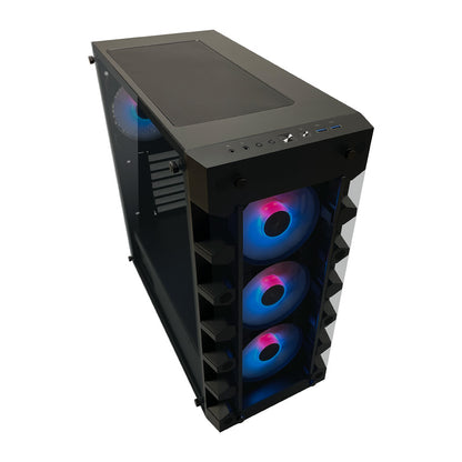 LC-Power LC-709B-ON | Midi-Tower Gaming-Gehäuse | 4x ARGB-Lüfter | Hartglas-Front & Seitenteil | ATX/mATX/Mini-ITX | Schwarz