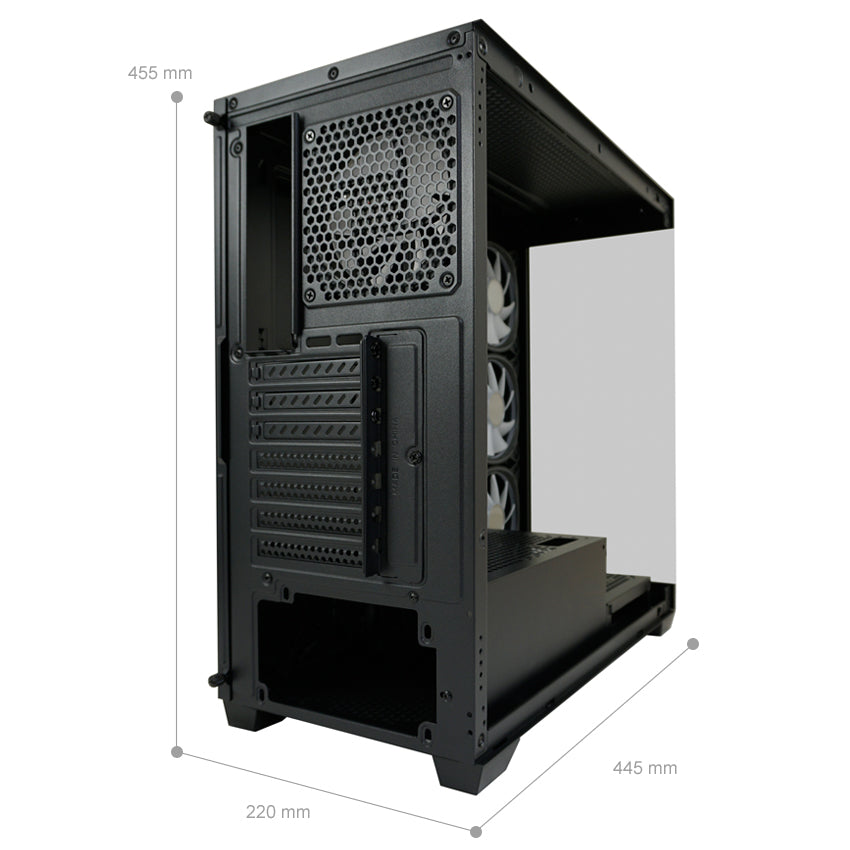 LC-Power LC-715B-ON | Midi-Tower Gaming-Gehäuse | 4x ARGB-Lüfter | Hartglas-Front & Seitenteil | USB-C | ATX/mATX/Mini-ITX | Schwarz