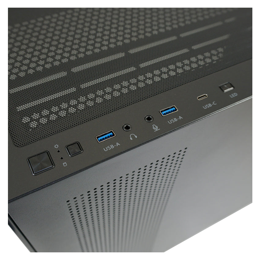 LC-Power LC-715B-ON | Midi-Tower Gaming-Gehäuse | 4x ARGB-Lüfter | Hartglas-Front & Seitenteil | USB-C | ATX/mATX/Mini-ITX | Schwarz