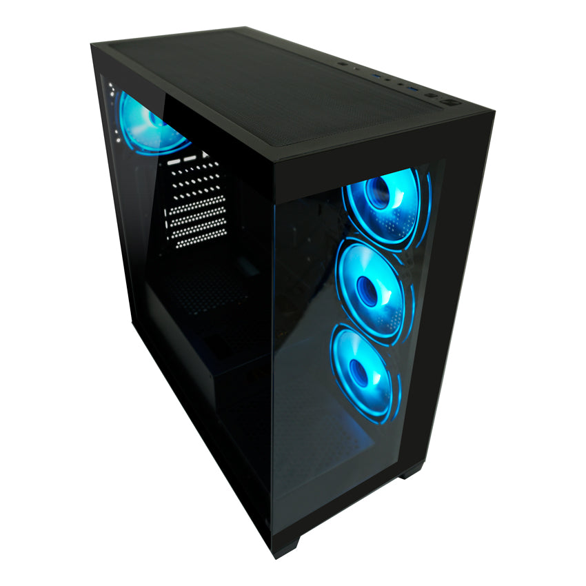 LC-Power LC-715B-ON | Midi-Tower Gaming-Gehäuse | 4x ARGB-Lüfter | Hartglas-Front & Seitenteil | USB-C | ATX/mATX/Mini-ITX | Schwarz