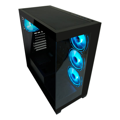 LC-Power LC-715B-ON | Midi-Tower Gaming-Gehäuse | 4x ARGB-Lüfter | Hartglas-Front & Seitenteil | USB-C | ATX/mATX/Mini-ITX | Schwarz
