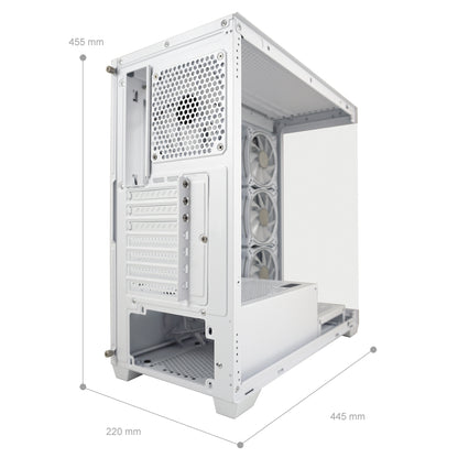 LC-Power LC-715W-ON | Midi-Tower Gaming Case | 4x ARGB Fans | Tempered Glass Front & Side Panel | USB-C | ATX/mATX/Mini-ITX | White