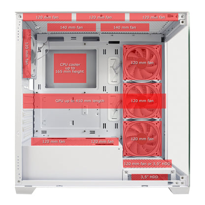 LC-Power LC-715W-ON | Midi-Tower Gaming Case | 4x ARGB Fans | Tempered Glass Front & Side Panel | USB-C | ATX/mATX/Mini-ITX | White