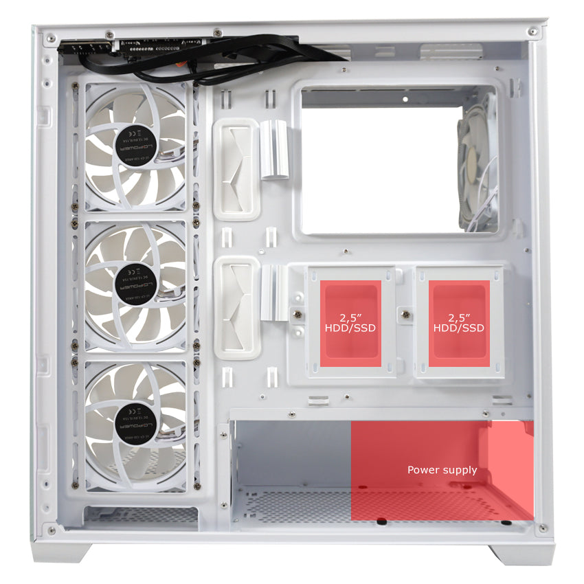 LC-Power LC-715W-ON | Midi-Tower Gaming Case | 4x ARGB Fans | Tempered Glass Front & Side Panel | USB-C | ATX/mATX/Mini-ITX | White