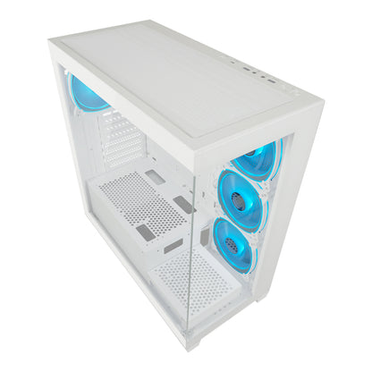 LC-Power LC-715W-ON | Midi-Tower Gaming Case | 4x ARGB Fans | Tempered Glass Front & Side Panel | USB-C | ATX/mATX/Mini-ITX | White
