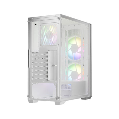LC-Power LC-717W-ON | Midi-Tower Gaming-Gehäuse | 3x ARGB-Lüfter | Hartglas-Seitenteil | USB-C | ATX/mATX/Mini-ITX | Weiß