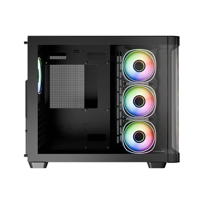 LC-Power LC-8001B-ON | Mid-Tower Gaming PC Case | Dual-Chamber | 4x ARGB Fans | USB-C | BTF-Ready | Black
