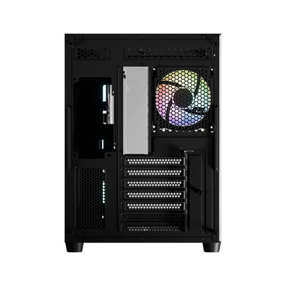 LC-Power LC-8001B-ON | Mid-Tower Gaming PC Case | Dual-Chamber | 4x ARGB Fans | USB-C | BTF-Ready | Black