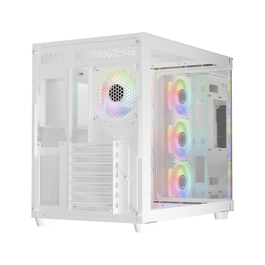 LC-Power LC-8001W-ON | Midi-Tower Gaming Case | Dual-Chamber | 4x ARGB Fans | USB-C | BTF-compatible | White