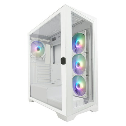 LC-Power LC-806W-ON | Midi-Tower Gaming-Gehäuse | 4x ARGB-Lüfter | ATX/mATX/Mini-ITX | USB-C | Weiß
