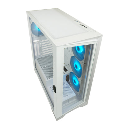 LC-Power LC-806W-ON | Midi-Tower Gaming-Gehäuse | 4x ARGB-Lüfter | ATX/mATX/Mini-ITX | USB-C | Weiß