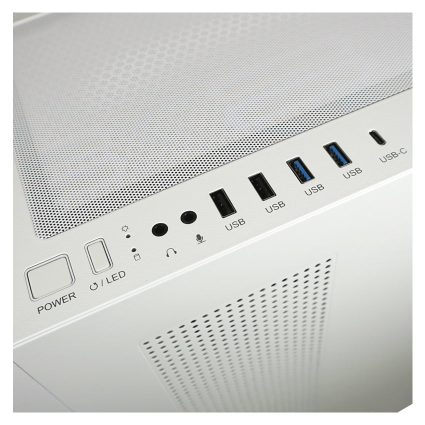 LC-Power LC-806W-ON | Midi-Tower Gaming-Gehäuse | 4x ARGB-Lüfter | ATX/mATX/Mini-ITX | USB-C | Weiß