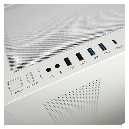 LC-Power LC-806W-ON | Midi-Tower Gaming-Gehäuse | 4x ARGB-Lüfter | ATX/mATX/Mini-ITX | USB-C | Weiß