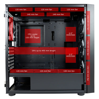 LC-Power LC-810B-ON | Midi-Tower Gaming-Gehäuse | 4x ARGB-Lüfter | E-ATX/ATX/mATX/Mini-ITX | USB-C 3.2 Gen. 2×2 | Mesh-Front | Schwarz