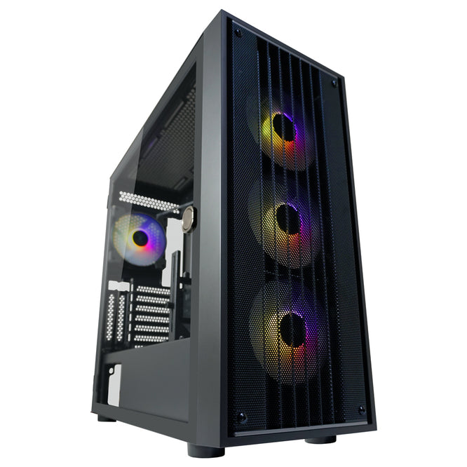 LC-Power LC-810B-ON | Midi-Tower Gaming Case | 4x ARGB Fans | E-ATX/ATX/mATX/Mini-ITX | USB-C 3.2 Gen. 2×2 | Mesh Front | Black
