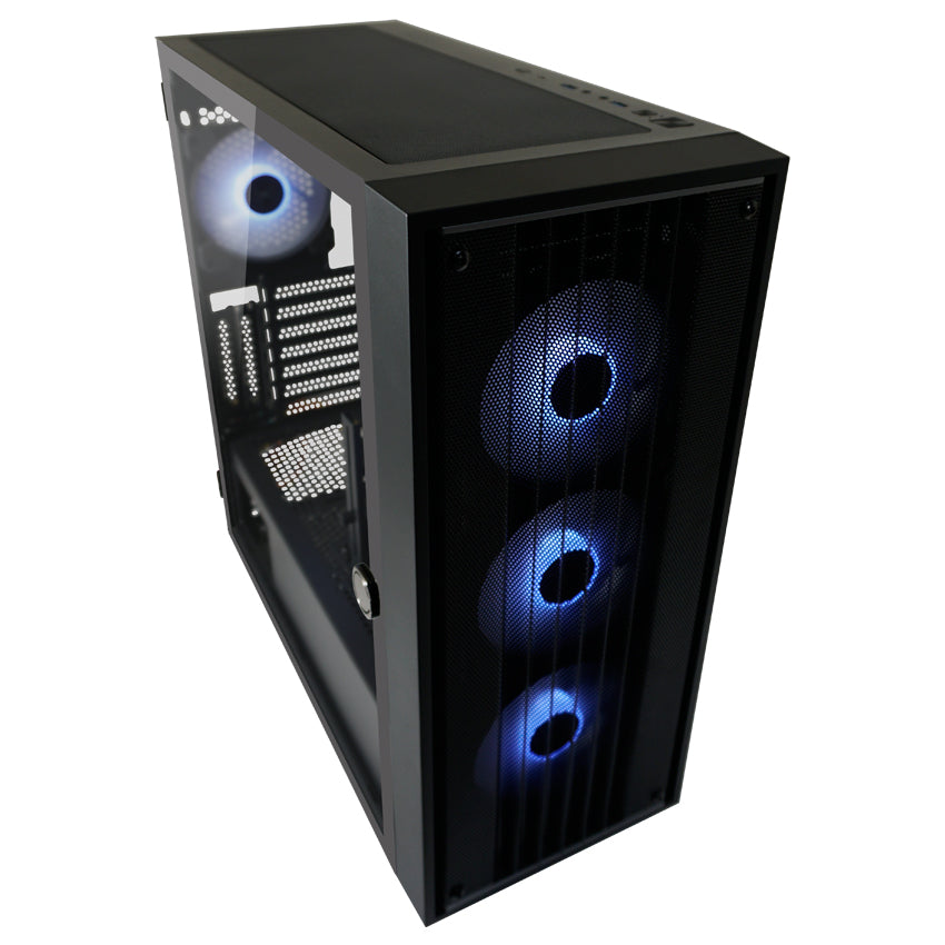 LC-Power LC-810B-ON | Midi-Tower Gaming-Gehäuse | 4x ARGB-Lüfter | E-ATX/ATX/mATX/Mini-ITX | USB-C 3.2 Gen. 2×2 | Mesh-Front | Schwarz
