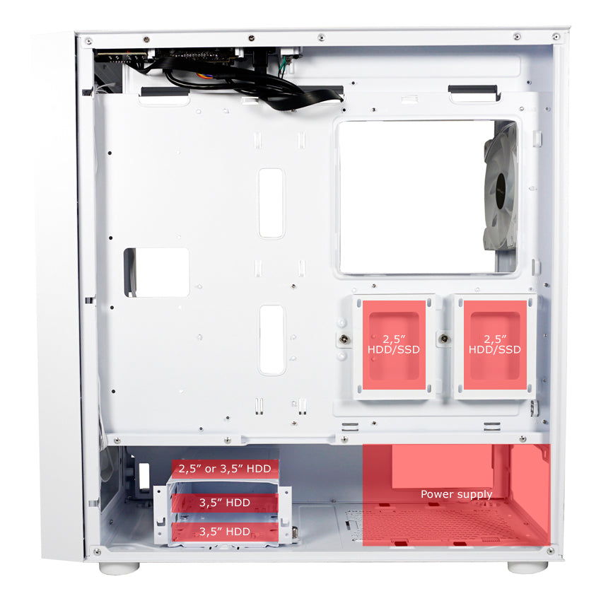 LC-Power LC-810W-ON | Midi-Tower Gaming Case | 4x ARGB Fans | E-ATX/ATX/mATX/Mini-ITX | USB-C 3.2 Gen. 2×2 | Mesh Front | White