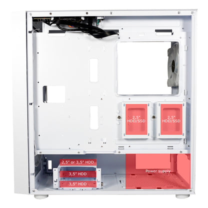 LC-Power LC-810W-ON | Midi-Tower Gaming Case | 4x ARGB Fans | E-ATX/ATX/mATX/Mini-ITX | USB-C 3.2 Gen. 2×2 | Mesh Front | White