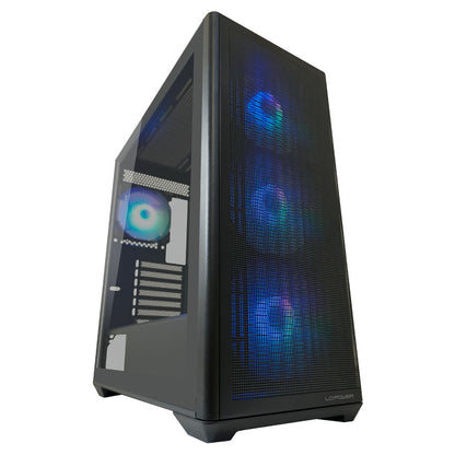 LC-Power LC-811B-ON | Midi-Tower Gaming Case | 4x ARGB Fans | E-ATX/ATX/mATX/Mini-ITX | 9 Fan Slots | USB-C | Black