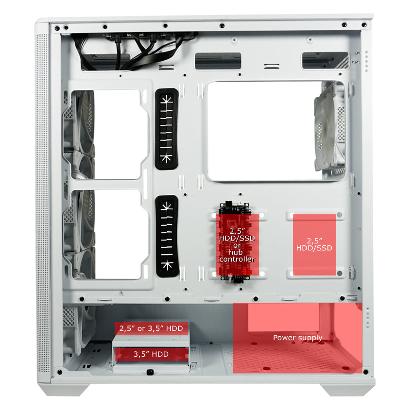 LC-Power LC-811W-ON | Midi-Tower Gaming-Gehäuse | 4x ARGB-Lüfter | E-ATX/ATX/mATX/Mini-ITX | 9 Lüfterplätze | USB-C | Weiß