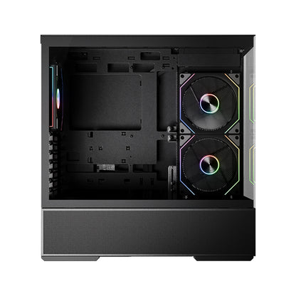 LC-Power LC-812B-ON | Midi-ATX-Tower Gaming-Gehäuse | BTF-kompatibel | 190 mm CPU-Höhe | 3 Lüfter | USB-C | Schwarz