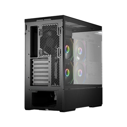 LC-Power LC-812B-ON | Midi-ATX-Tower Gaming-Gehäuse | BTF-kompatibel | 190 mm CPU-Höhe | 3 Lüfter | USB-C | Schwarz