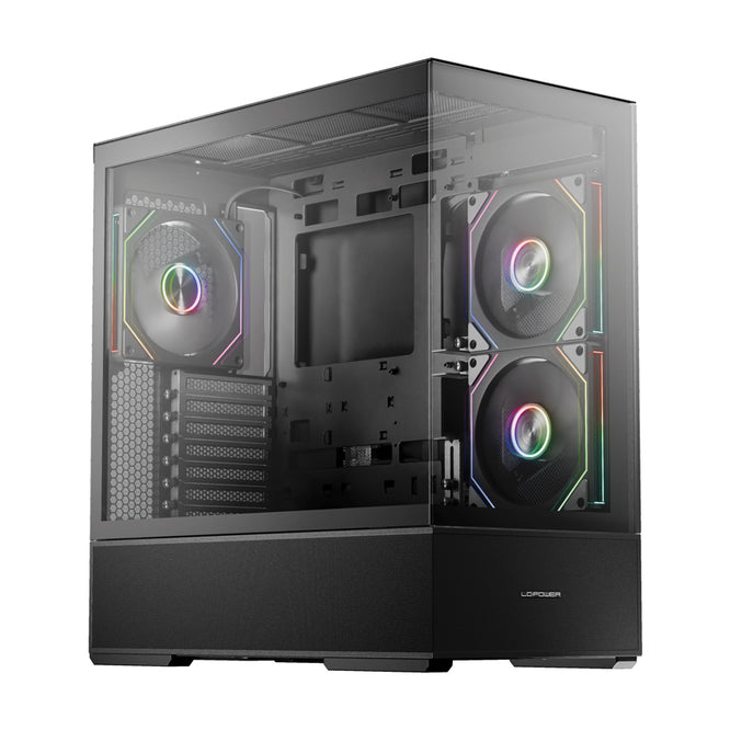 LC-Power LC-812B-ON | Midi-ATX Tower Gaming PC Case | BTF Compatible | 190 mm CPU Cooler Height | 3 Fans | USB-C | Black