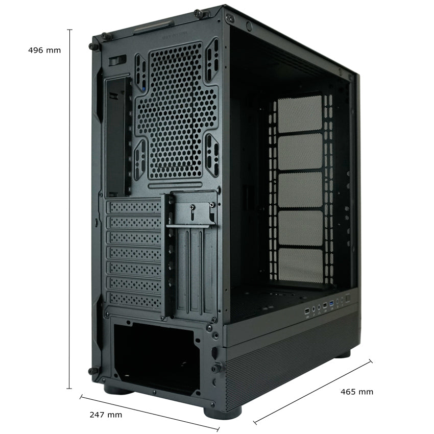 LC-Power LC-900B-ON | Midi-Tower Gaming Case | Without Fans | E-ATX/ATX/mATX/Mini-ITX | 12 Fan Slots | Mesh Front | Black