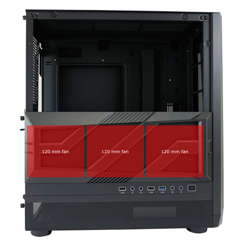 LC-Power LC-900B-ON | Midi-Tower Gaming Case | Without Fans | E-ATX/ATX/mATX/Mini-ITX | 12 Fan Slots | Mesh Front | Black