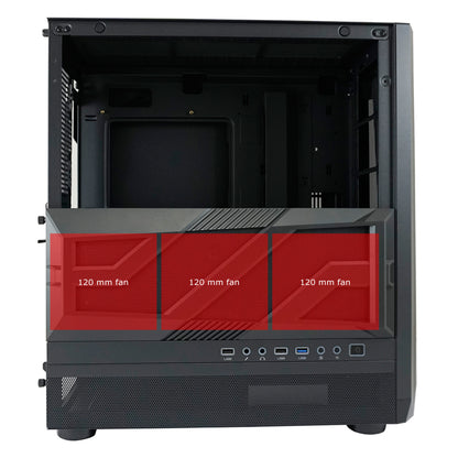 LC-Power LC-900B-ON | Midi-Tower Gaming Case | Without Fans | E-ATX/ATX/mATX/Mini-ITX | 12 Fan Slots | Mesh Front | Black
