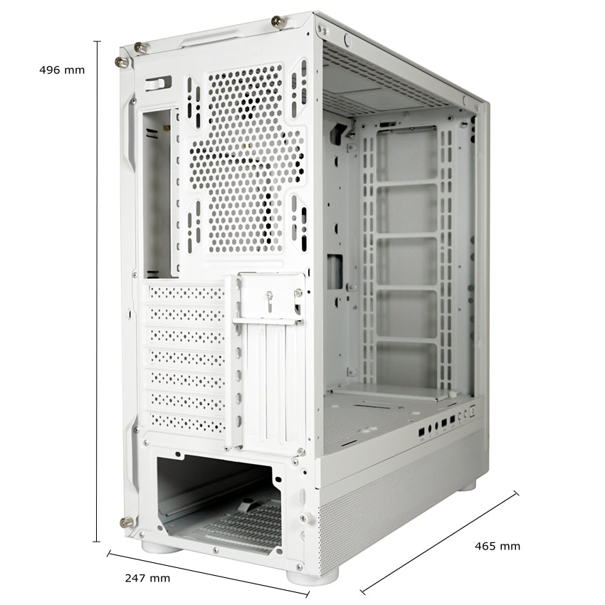 LC-Power LC-900W-ON | Midi-Tower Gaming-Gehäuse | Ohne Lüfter | E-ATX/ATX/mATX/Mini-ITX | 12 Lüfterplätze | Mesh-Front | Weiß