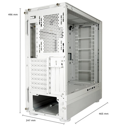 LC-Power LC-900W-ON | Midi-Tower Gaming-Gehäuse | Ohne Lüfter | E-ATX/ATX/mATX/Mini-ITX | 12 Lüfterplätze | Mesh-Front | Weiß