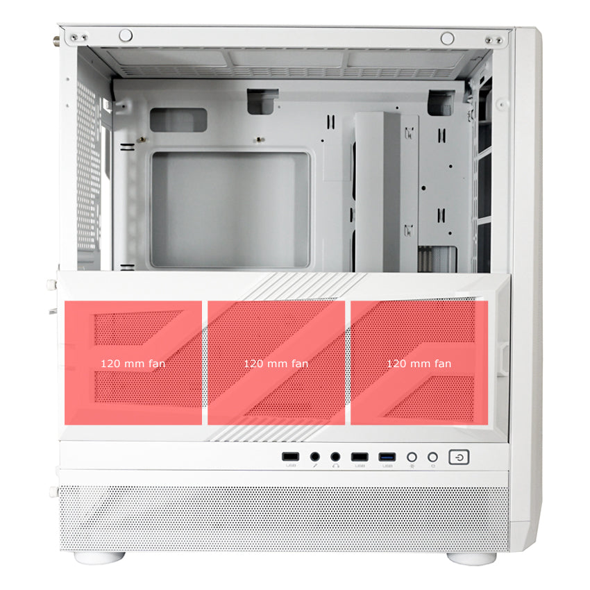 LC-Power LC-900W-ON | Midi-Tower Gaming-Gehäuse | Ohne Lüfter | E-ATX/ATX/mATX/Mini-ITX | 12 Lüfterplätze | Mesh-Front | Weiß