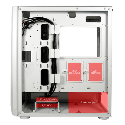LC-Power LC-900W-ON | Midi-Tower Gaming-Gehäuse | Ohne Lüfter | E-ATX/ATX/mATX/Mini-ITX | 12 Lüfterplätze | Mesh-Front | Weiß