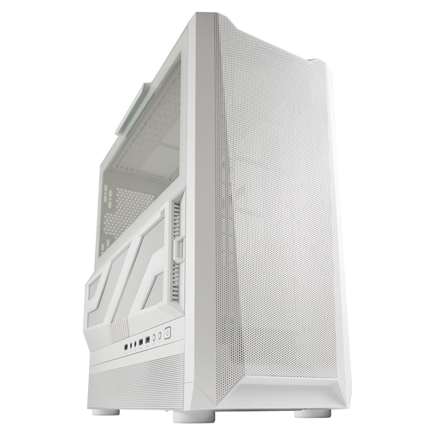 LC-Power LC-900W-ON | Midi-Tower Gaming-Gehäuse | Ohne Lüfter | E-ATX/ATX/mATX/Mini-ITX | 12 Lüfterplätze | Mesh-Front | Weiß