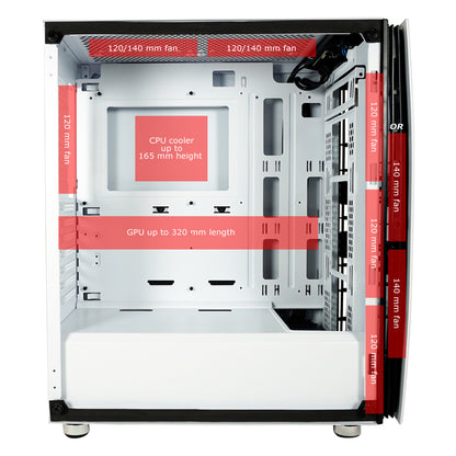 LC-Power LC-713W-ON | Midi-Tower Gaming Case | Tempered Glass Side Panel | USB-C | ATX/mATX/Mini-ITX | White
