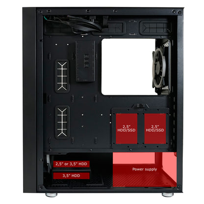 LC-Power LC-802B-ON | Midi-Tower Gaming Case | 4x ARGB Fans | E-ATX/ATX/mATX/Mini-ITX | Vertical PCIe Slots | Black