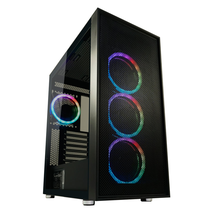 LC-Power LC-802B-ON | Midi-Tower Gaming Case | 4x ARGB Fans | E-ATX/ATX/mATX/Mini-ITX | Vertical PCIe Slots | Black