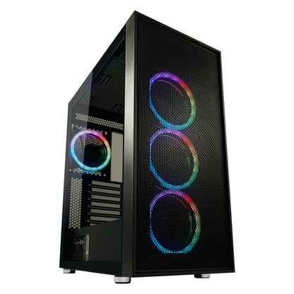 LC-Power LC-802B-ON | Midi-Tower Gaming Case | 4x ARGB Fans | E-ATX/ATX/mATX/Mini-ITX | Vertical PCIe Slots | Black