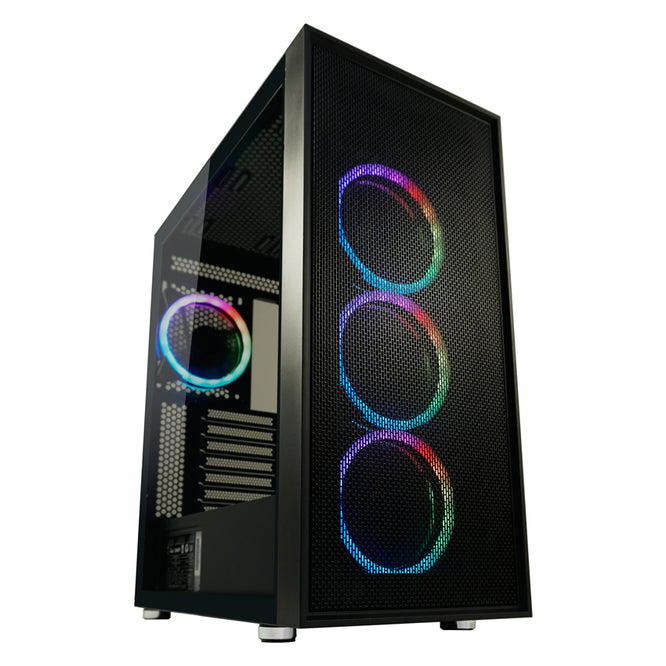LC-Power LC-802B-ON | Midi-Tower Gaming Case | 4x ARGB Fans | E-ATX/ATX/mATX/Mini-ITX | Vertical PCIe Slots | Black