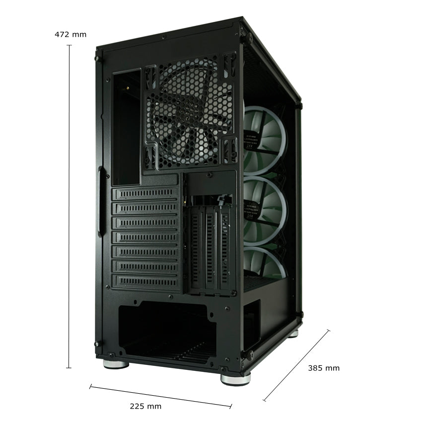 LC-Power LC-803B-ON | Midi-Tower Gaming PC Case | 4x 140mm ARGB Fans | ATX/mATX/Mini-ITX | Black