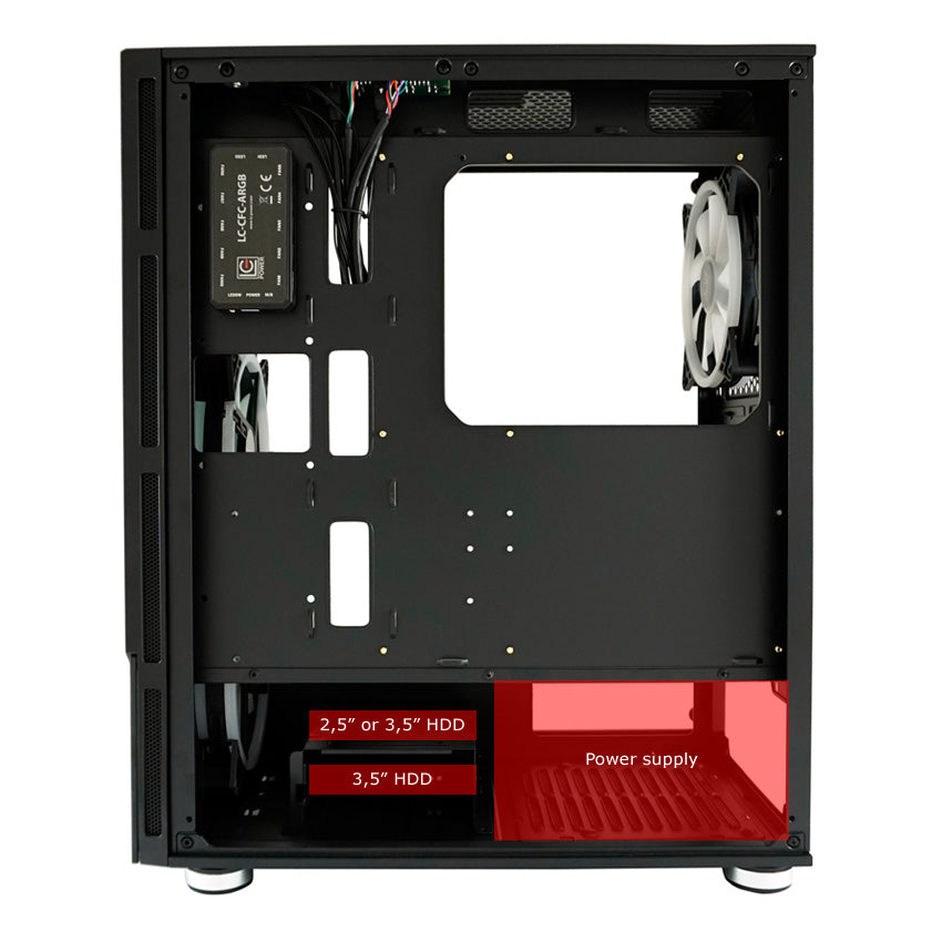 LC-Power LC-803B-ON | Midi-Tower Gaming PC Case | 4x 140mm ARGB Fans | ATX/mATX/Mini-ITX | Black