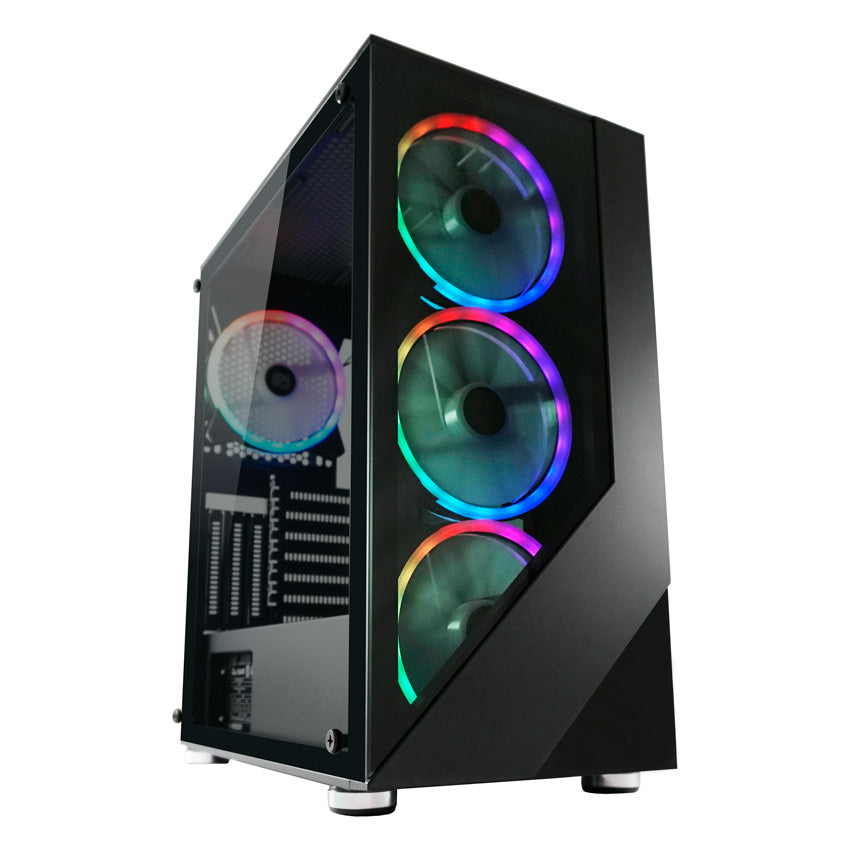 LC-Power LC-803B-ON | Midi-Tower Gaming PC Case | 4x 140mm ARGB Fans | ATX/mATX/Mini-ITX | Black