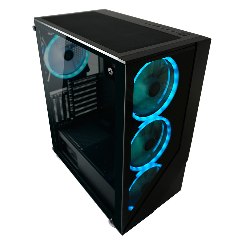 LC-Power LC-803B-ON | Midi-Tower Gaming PC Case | 4x 140mm ARGB Fans | ATX/mATX/Mini-ITX | Black